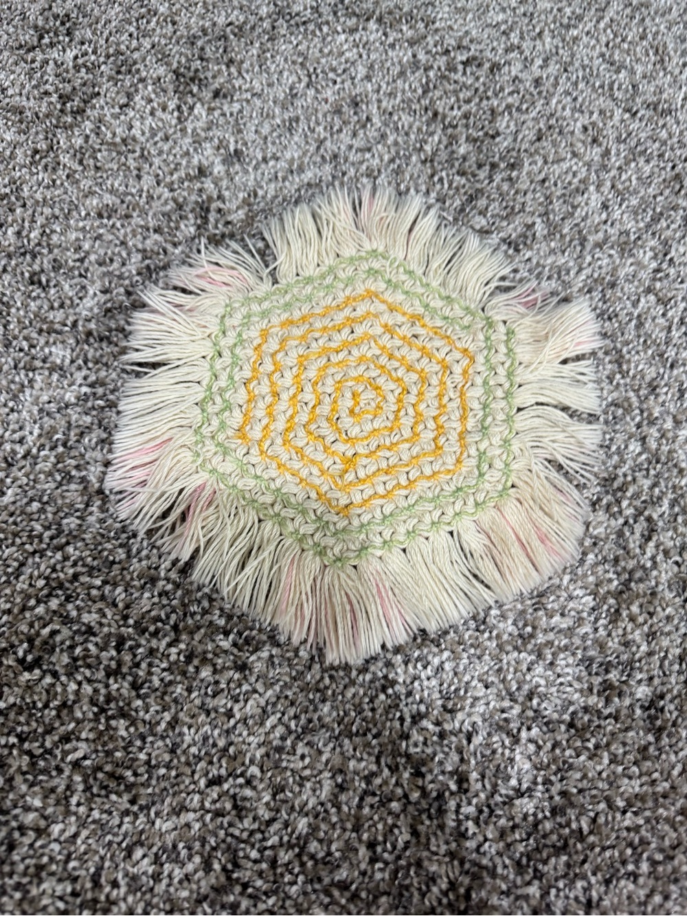 Vintage Handmade Crochet Geometric Design  Doily
